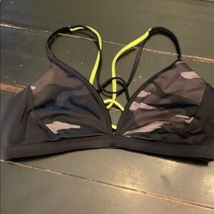 Athleta Black and Gray Bikini Sporty Swimwear